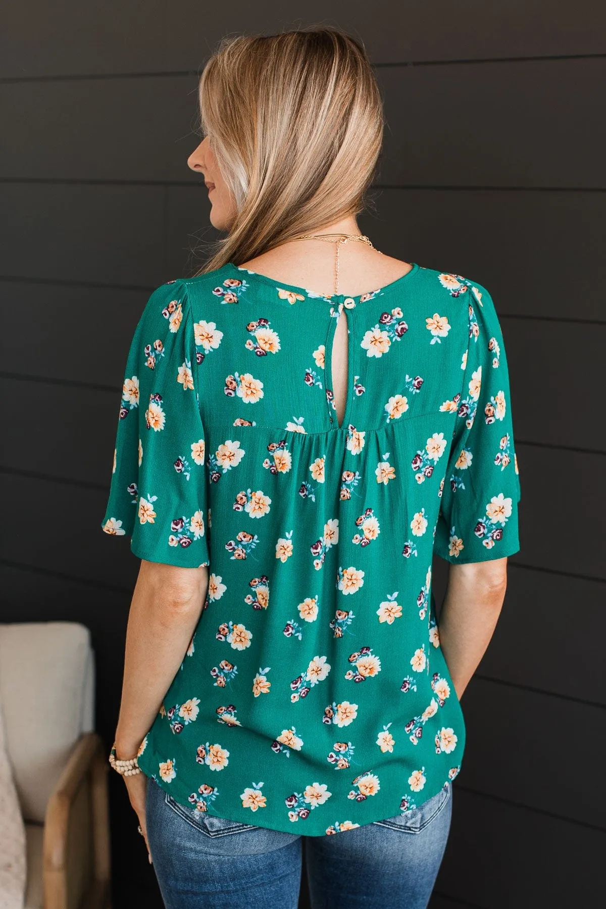 Forever Special Floral Blouse- Emerald