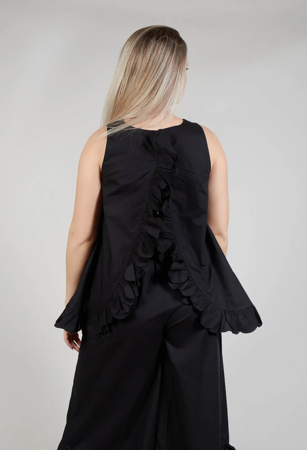 Frill Hemmed Blouse in Black