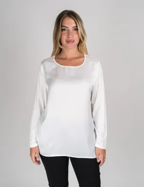 Gaia Life - T-shirt in due tessuti girocollo bianco