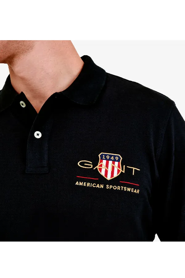 GANT L/S Gold Shield Piqué Polo Regular Black