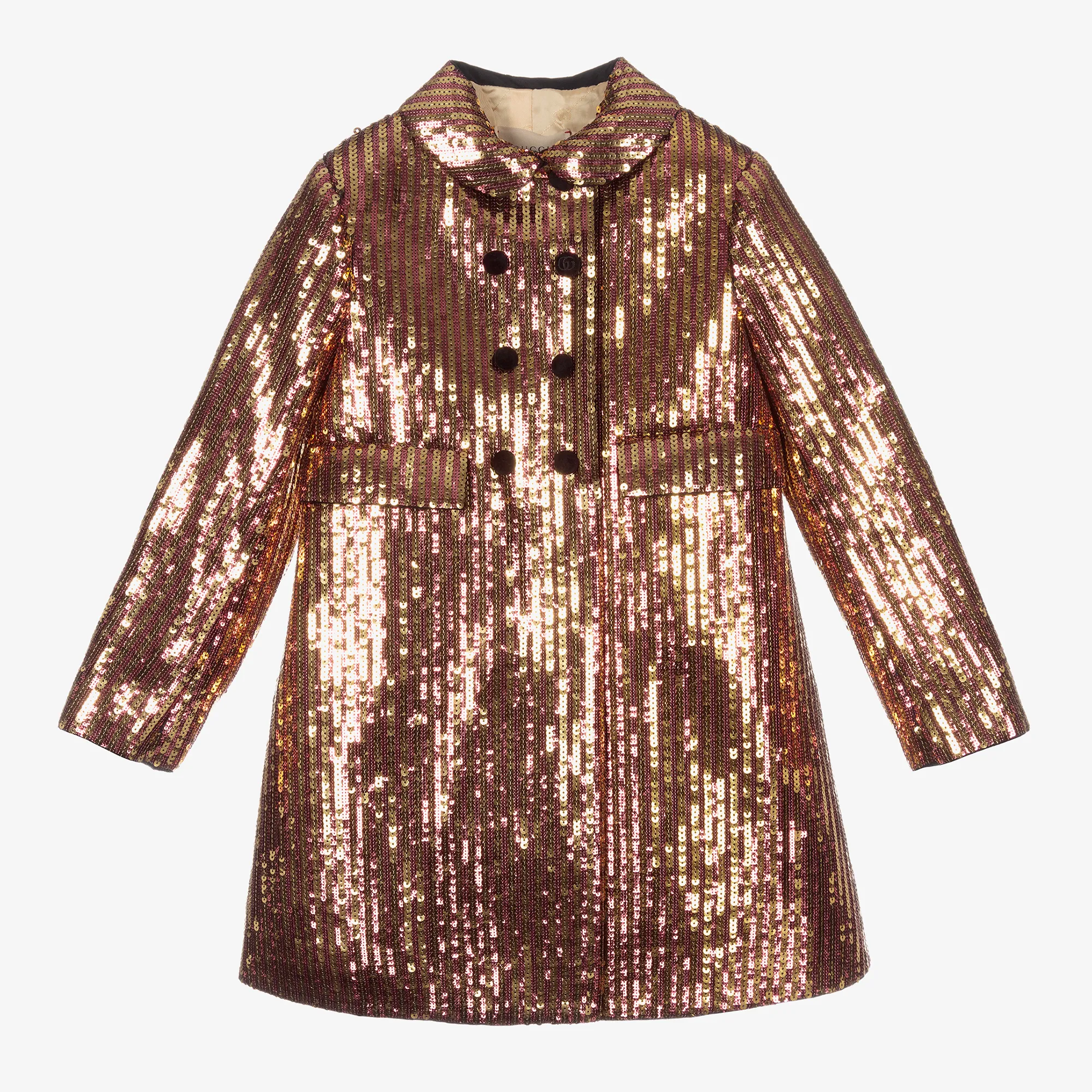 Girls Gold & Pink Sequin Coat