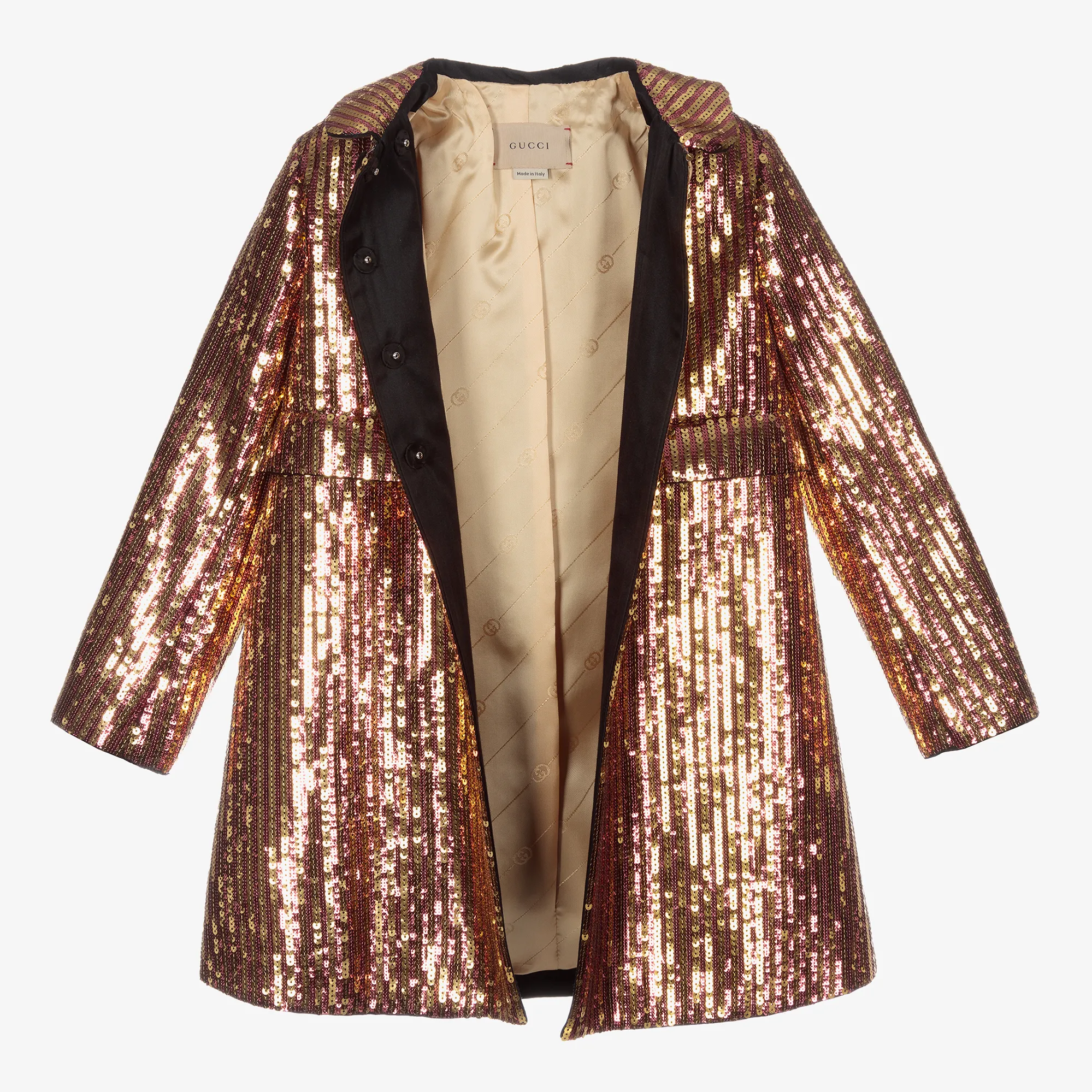 Girls Gold & Pink Sequin Coat