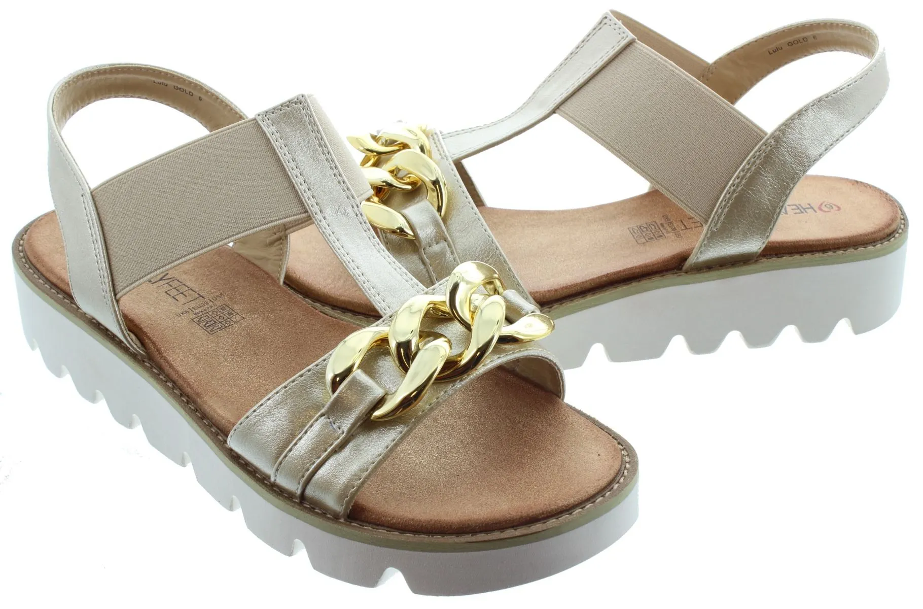 HEAVENLY FEET Ladies Lulu Chain Sandals In Gold