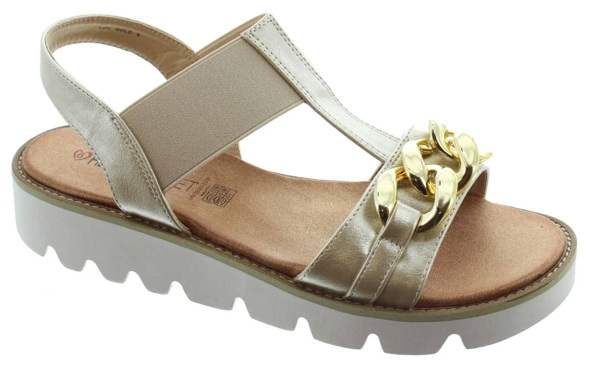 HEAVENLY FEET Ladies Lulu Chain Sandals In Gold