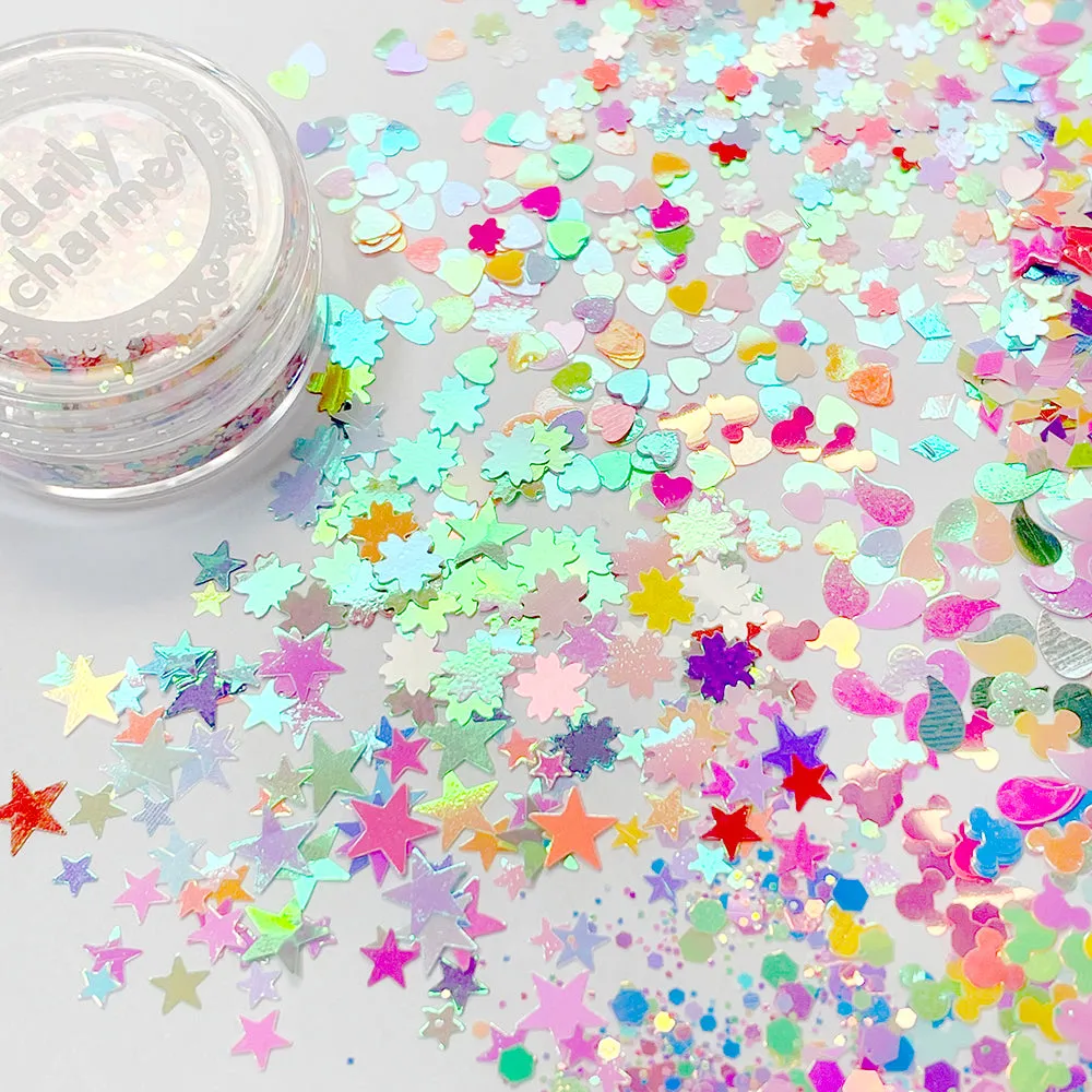 Iridescent Neon Mixed Shape Glitter Set / 12 Jars