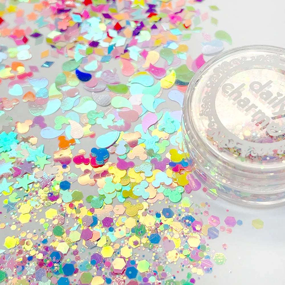 Iridescent Neon Mixed Shape Glitter Set / 12 Jars