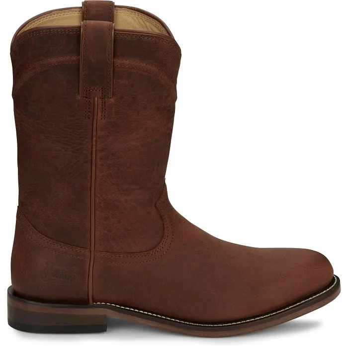 Justin Men's Braswell Roper in Brown Water Buffalo