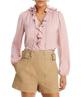 Kobi Halperin Gabby Womens Satin Lace-Up Blouse