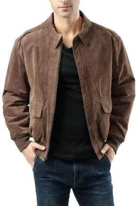 Landing Leathers Monogram Collection Men Air Force A-2 Suede Leather Flight Bomber Jacket