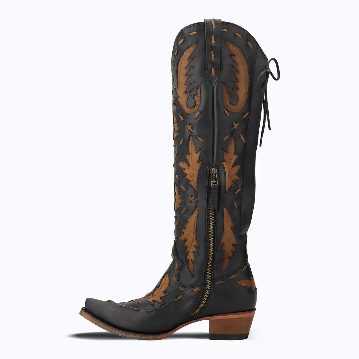 Lane Boots Women’s Jet Black and Caramel Reverie Tall Cowgirl Boots LB0495D