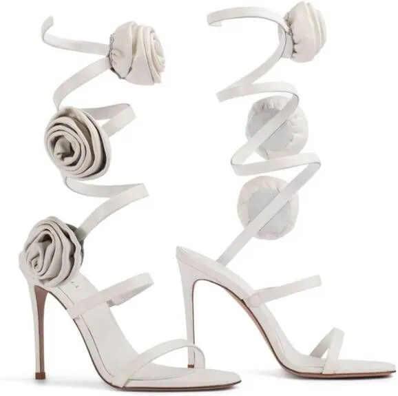 Le Silla Rose floral-appliqué sandals White