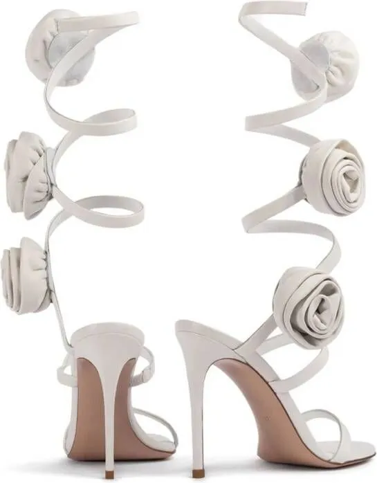 Le Silla Rose floral-appliqué sandals White