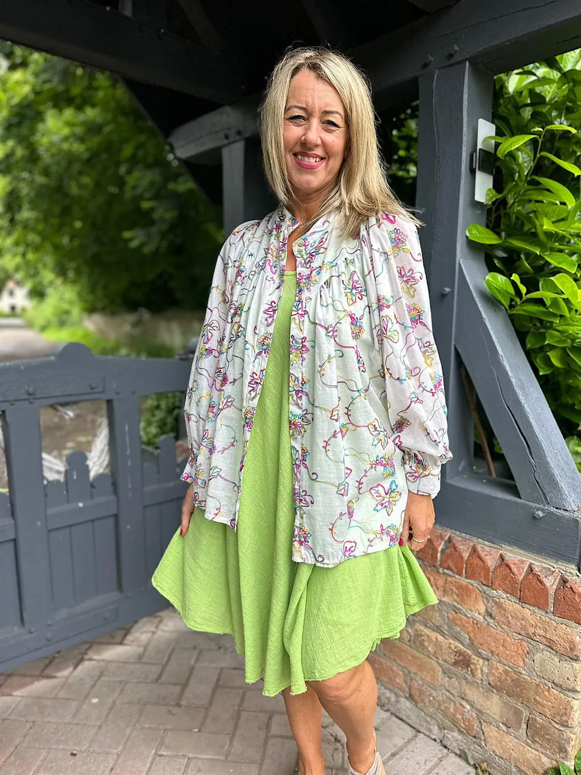 Lime Cotton Scoop Neck Dress Joy