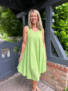 Lime Cotton Scoop Neck Dress Joy