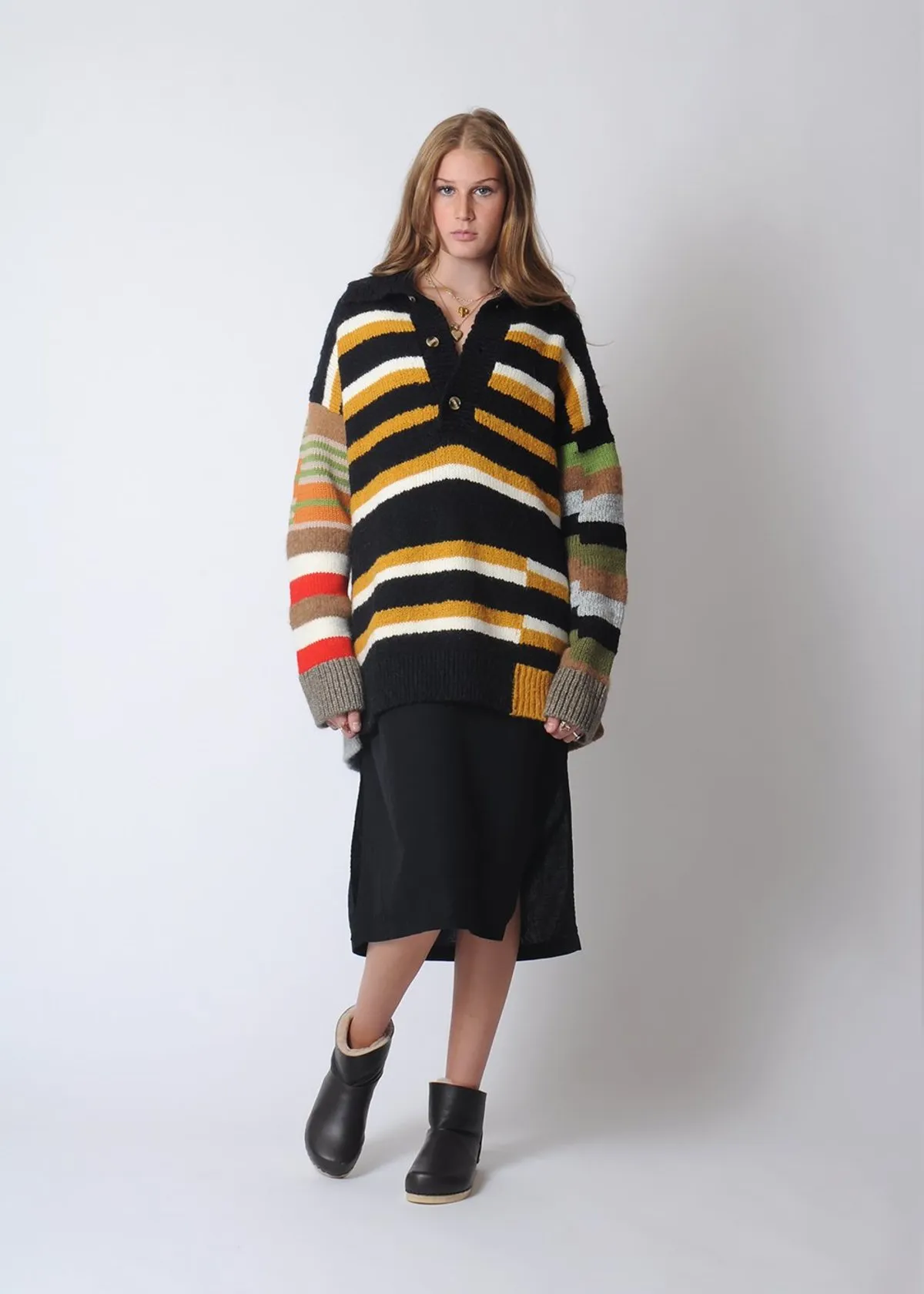 Lucy Button Collar Sweater - Multi