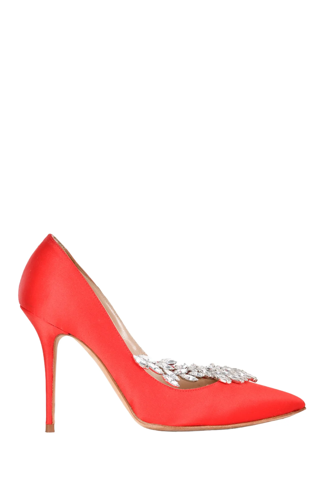 Manolo Blahnik Red Satin 'Nadira' Heels Size 34.5