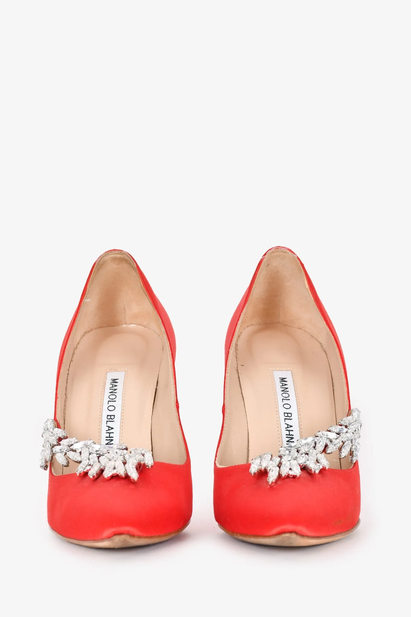 Manolo Blahnik Red Satin 'Nadira' Heels Size 34.5