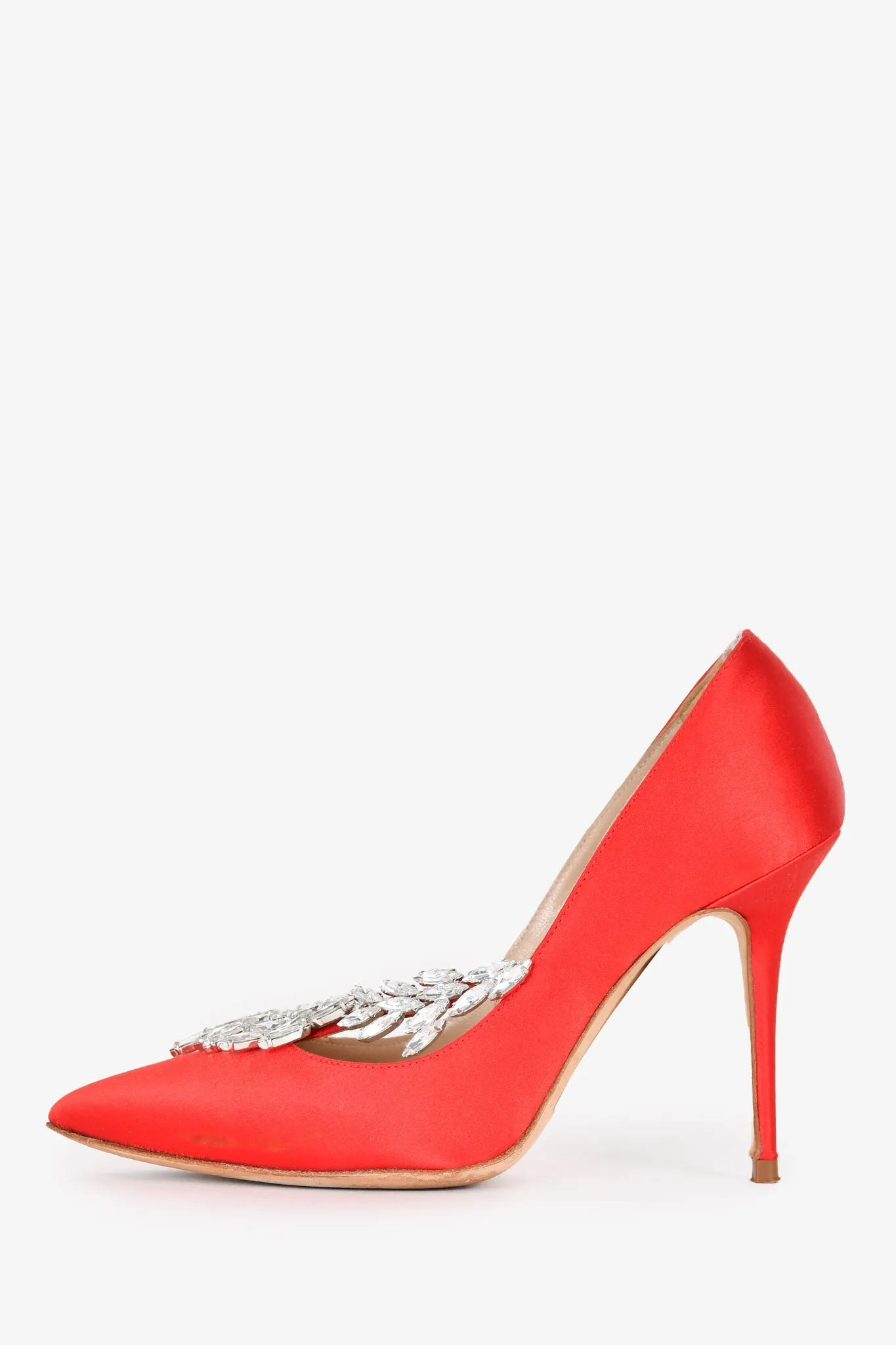 Manolo Blahnik Red Satin 'Nadira' Heels Size 34.5