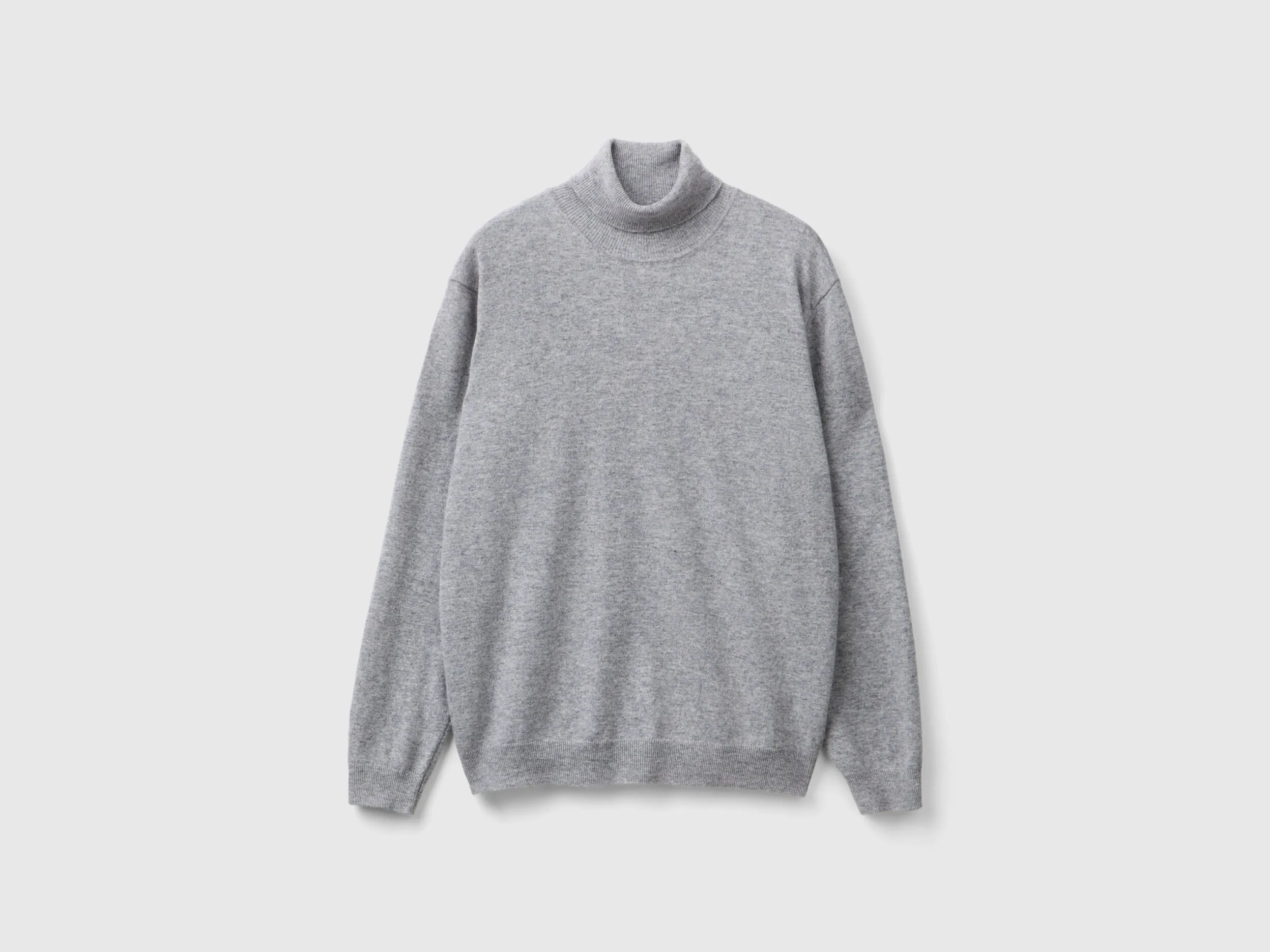 Marl gray turtleneck in pure Merino wool - Light Gray | Benetton