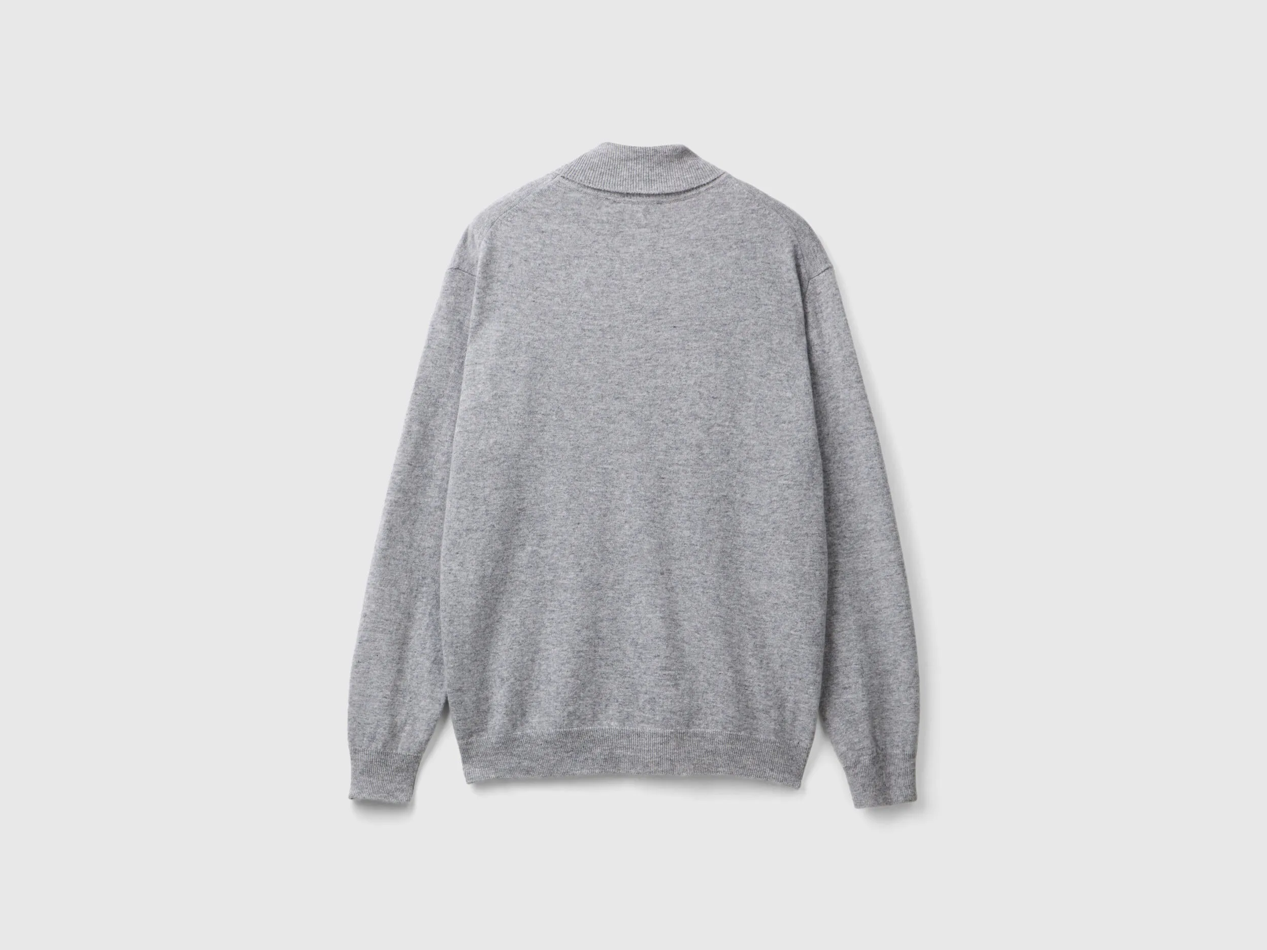 Marl gray turtleneck in pure Merino wool - Light Gray | Benetton