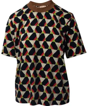 Marni Printed Short Sleeve Blouse in Multicolor Cotton