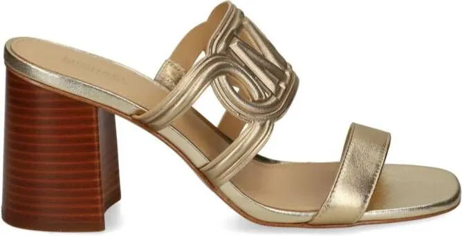 Michael Kors logo-patch leather sandals Gold