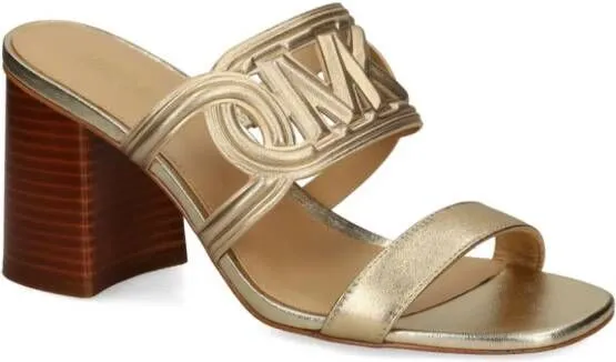 Michael Kors logo-patch leather sandals Gold