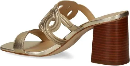 Michael Kors logo-patch leather sandals Gold