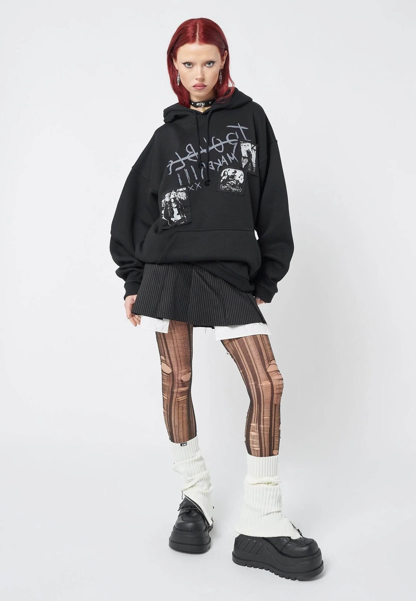 Minga London - Troublemaker Patches Black - Hoodie