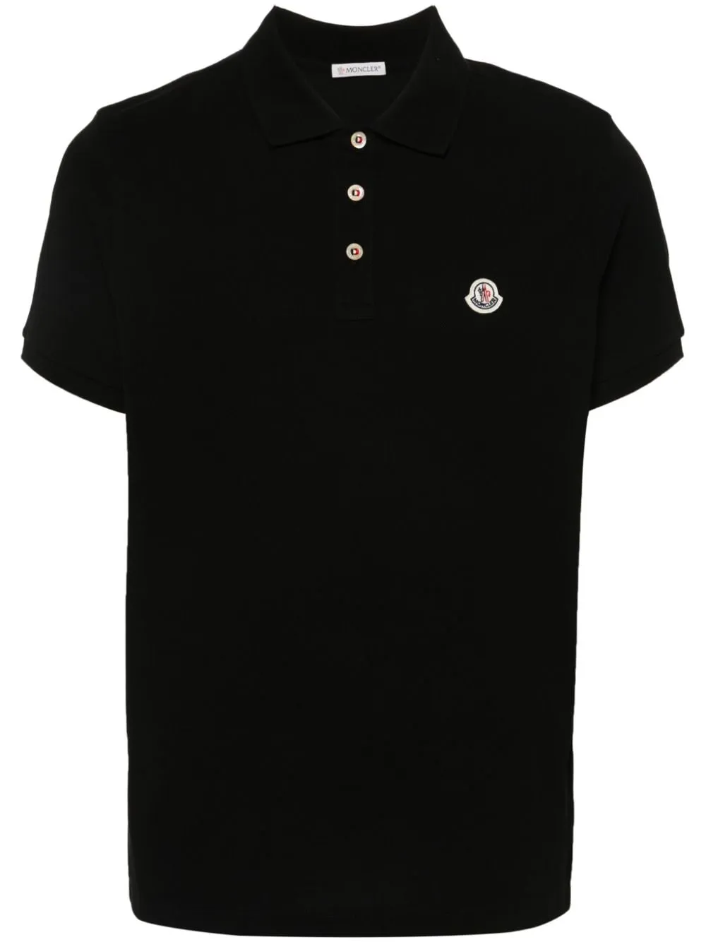 Moncler - Polo black à empiècement logo