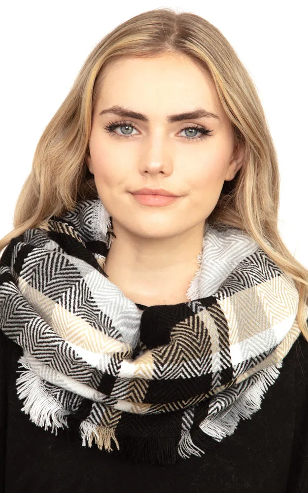 MS0190 Multi Plaid Infinity Scarf