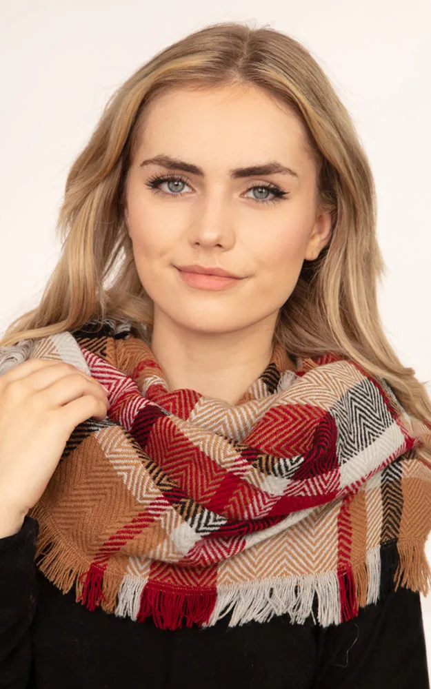 MS0190 Multi Plaid Infinity Scarf