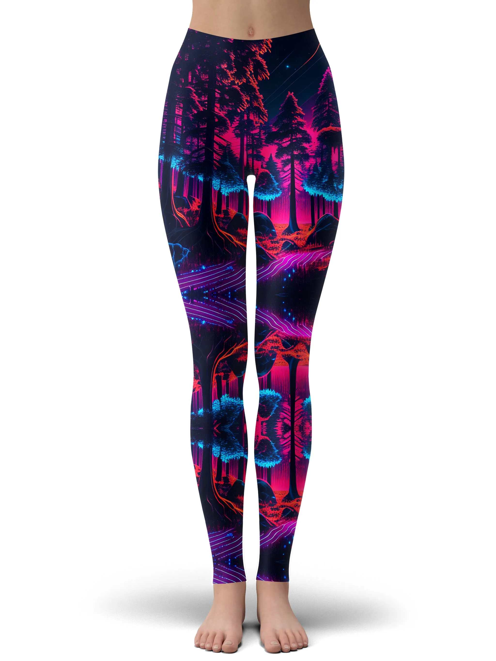 Neon Forest Crop Hoodie and Leggings Combo