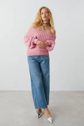 Off shoulder knit sweater