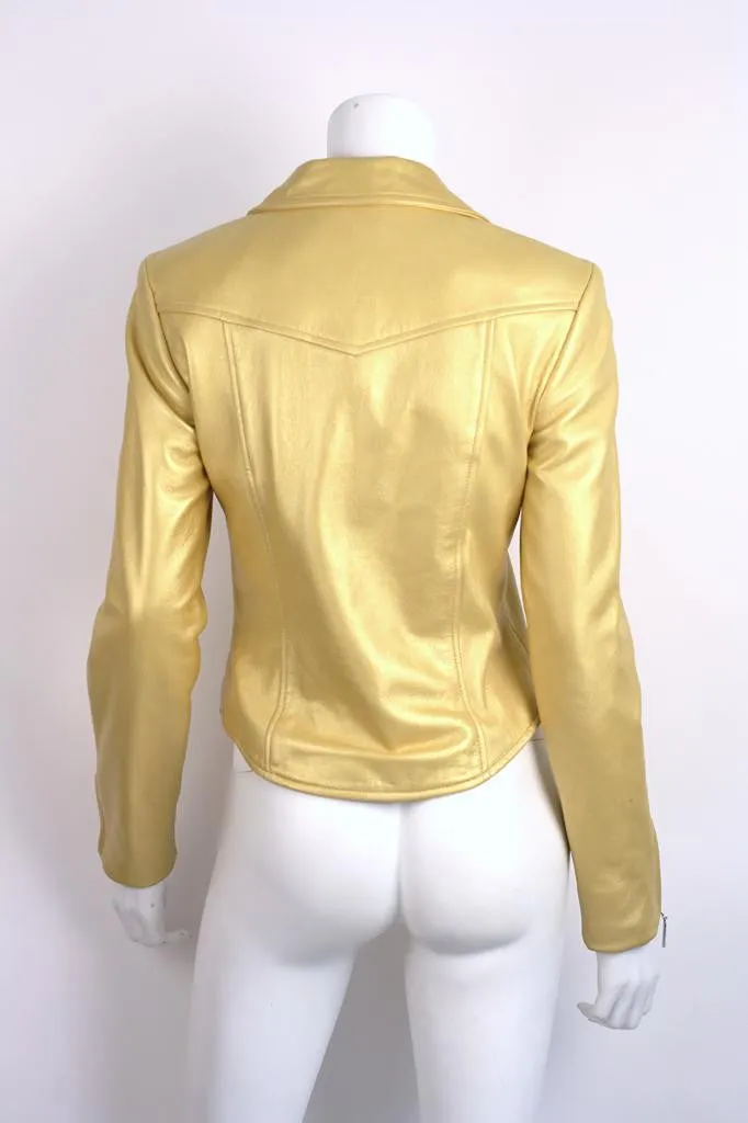 OSCAR DE LA RENTA Gold Leather Jacket