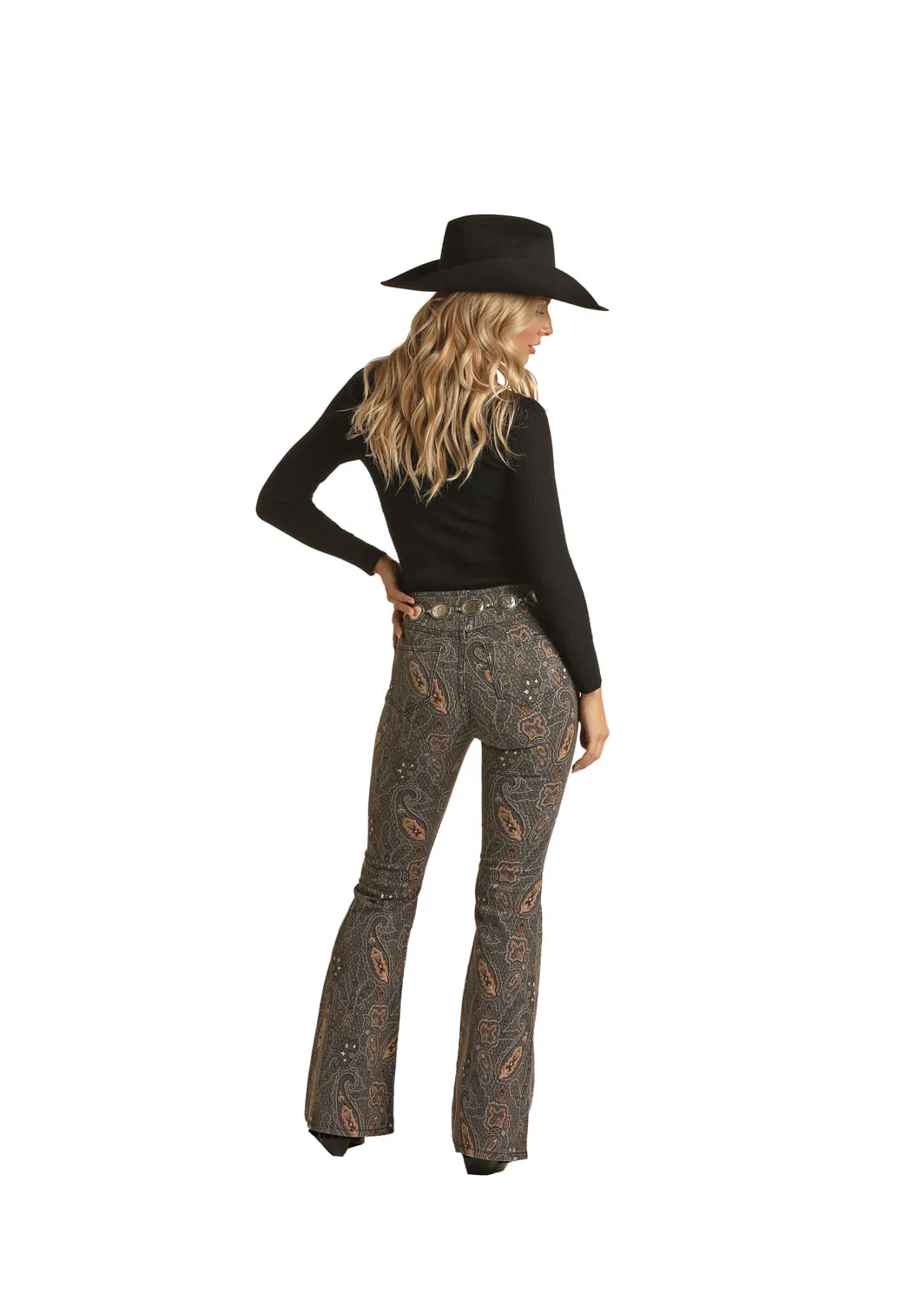 Panhandle Slim Womens Paisley Pull On Jeans