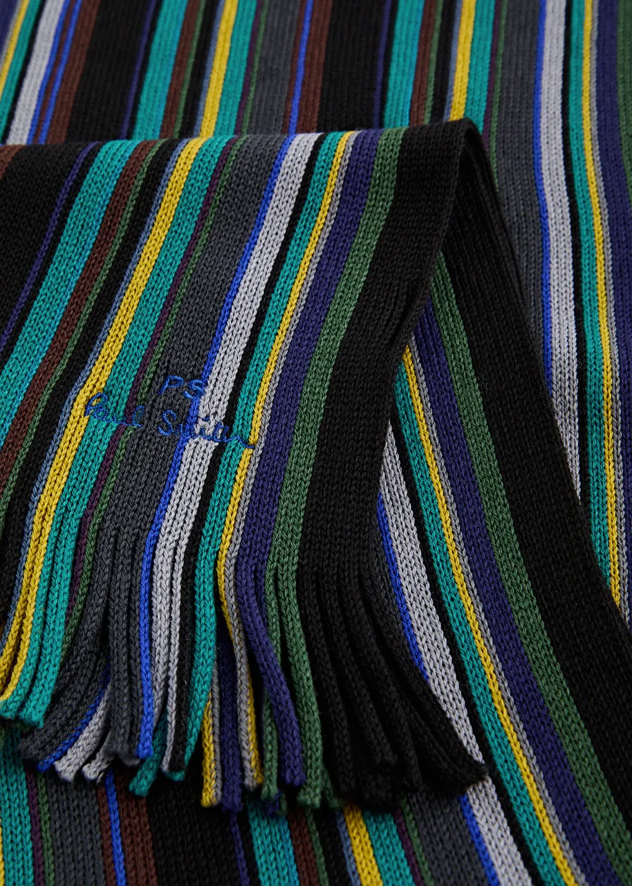 PAUL SMITH Striped-intarsia wool scarf  
                         
                     
                