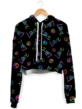 Peace and Love Fleece Crop Hoodie