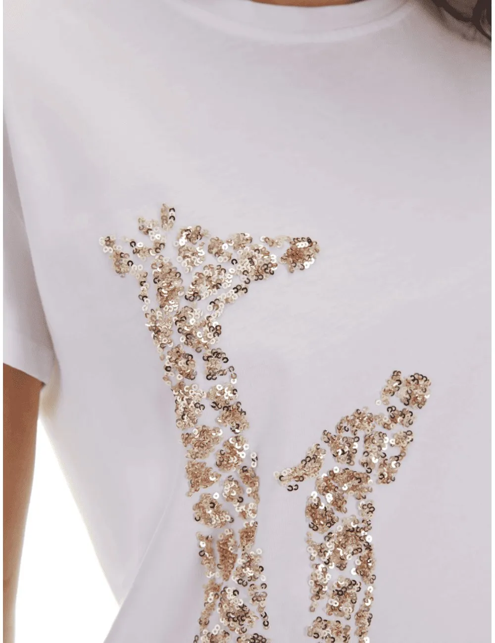 Pennyblack - T-shirt in cotone con ricami bianco giraffa