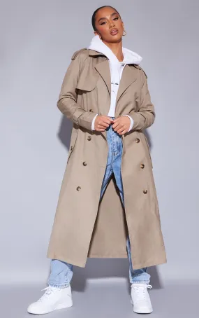 Petite Stone Woven Oversized Trench Coat