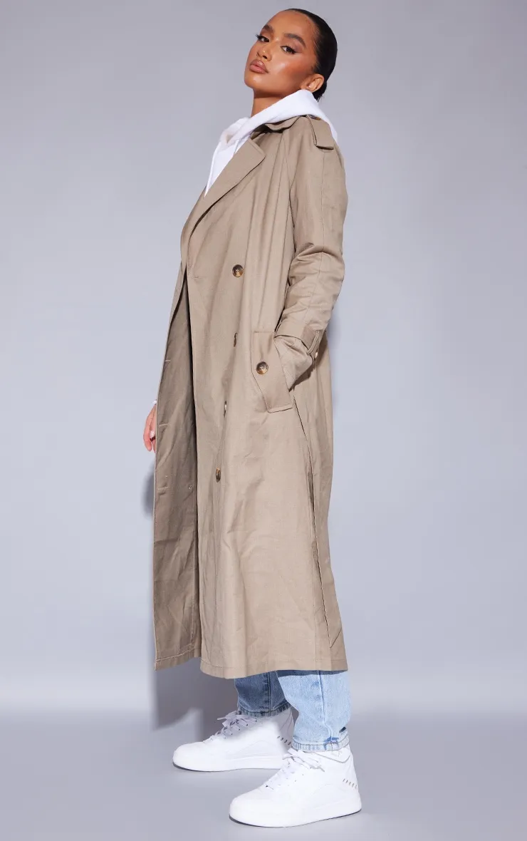 Petite Stone Woven Oversized Trench Coat