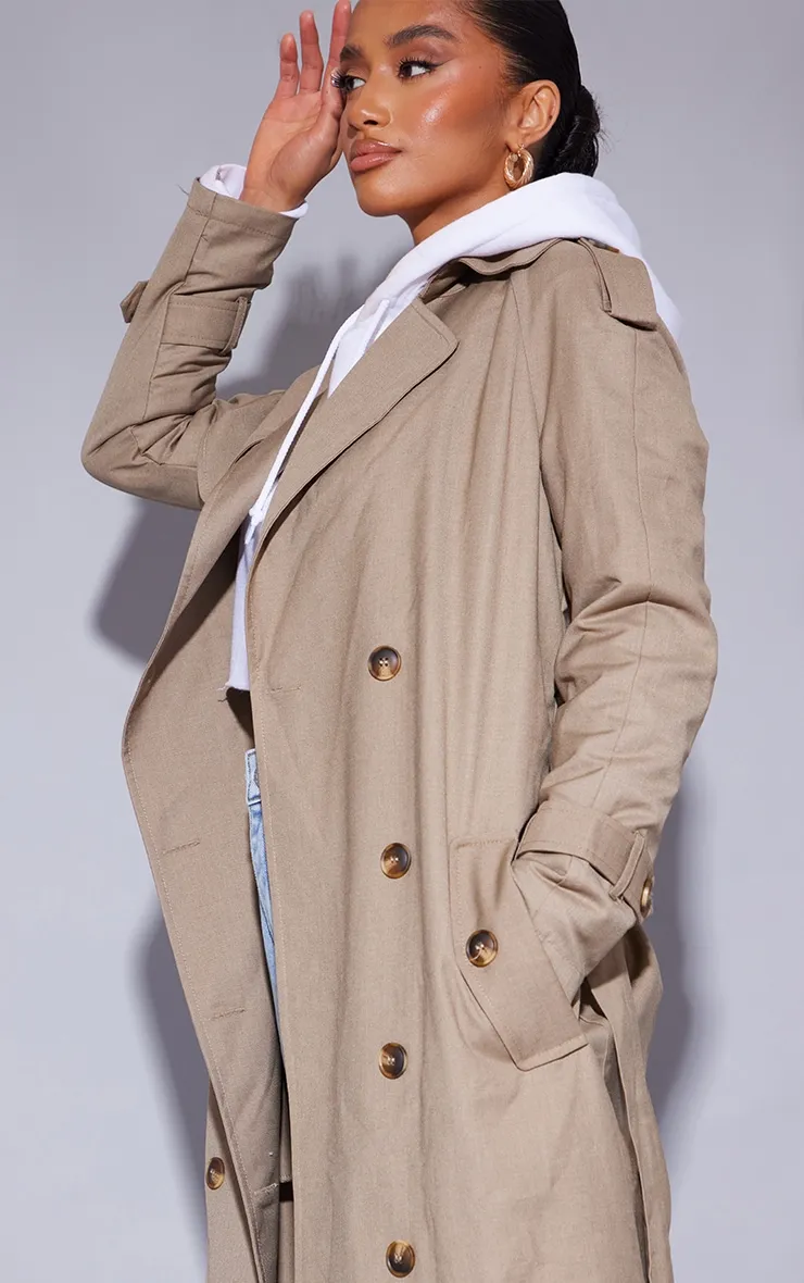 Petite Stone Woven Oversized Trench Coat