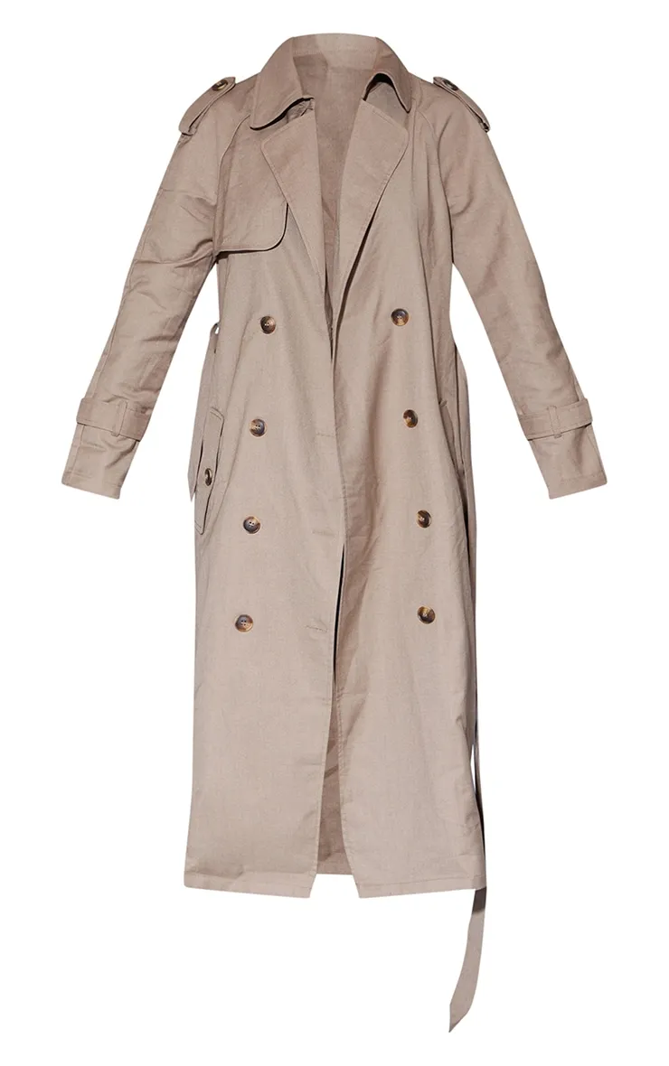 Petite Stone Woven Oversized Trench Coat