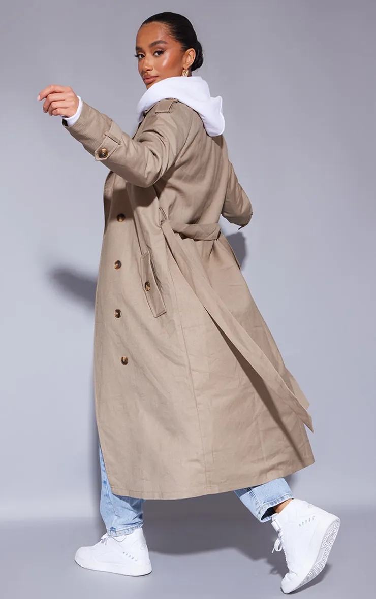 Petite Stone Woven Oversized Trench Coat