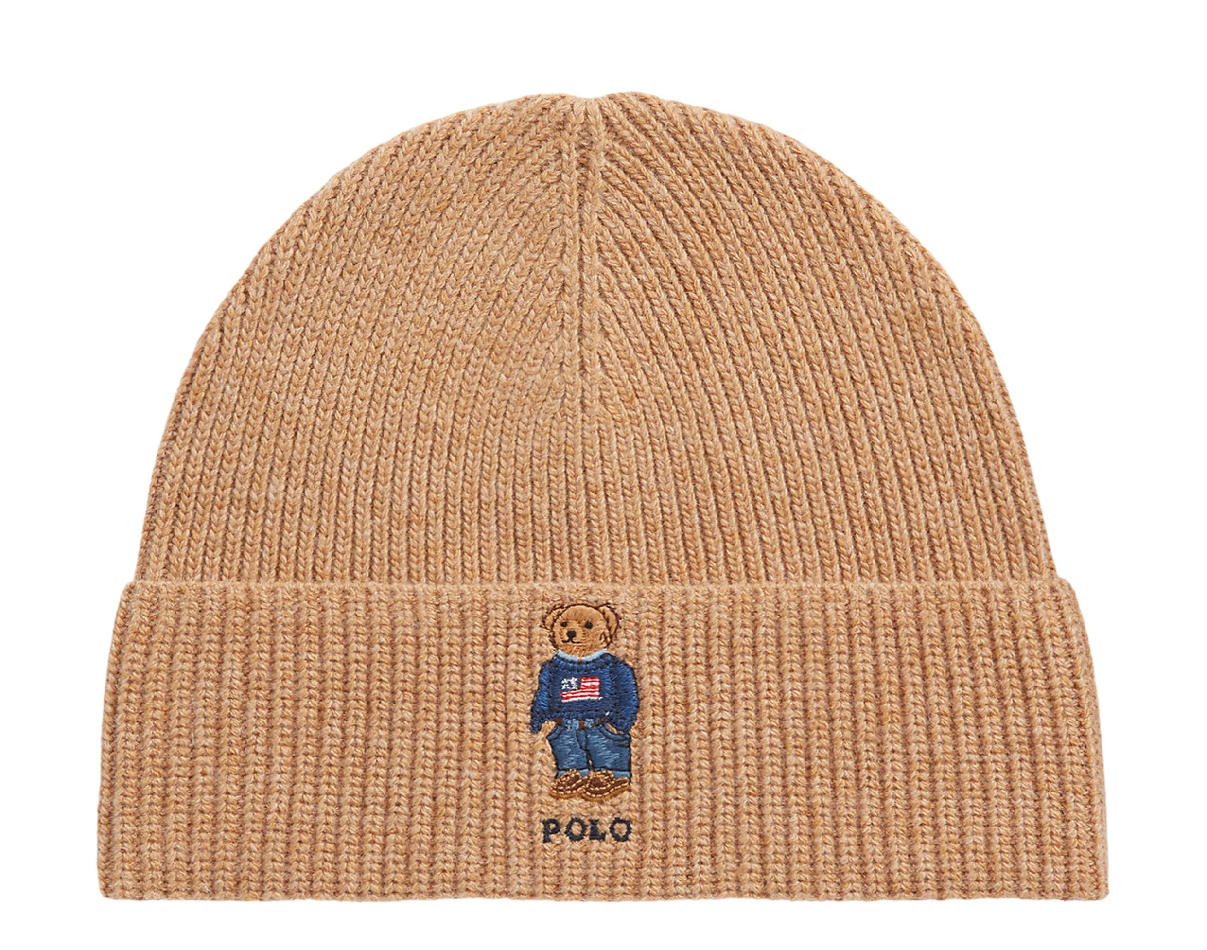 Polo Ralph Lauren Solid Flag Bear Rib-Knit Beanie