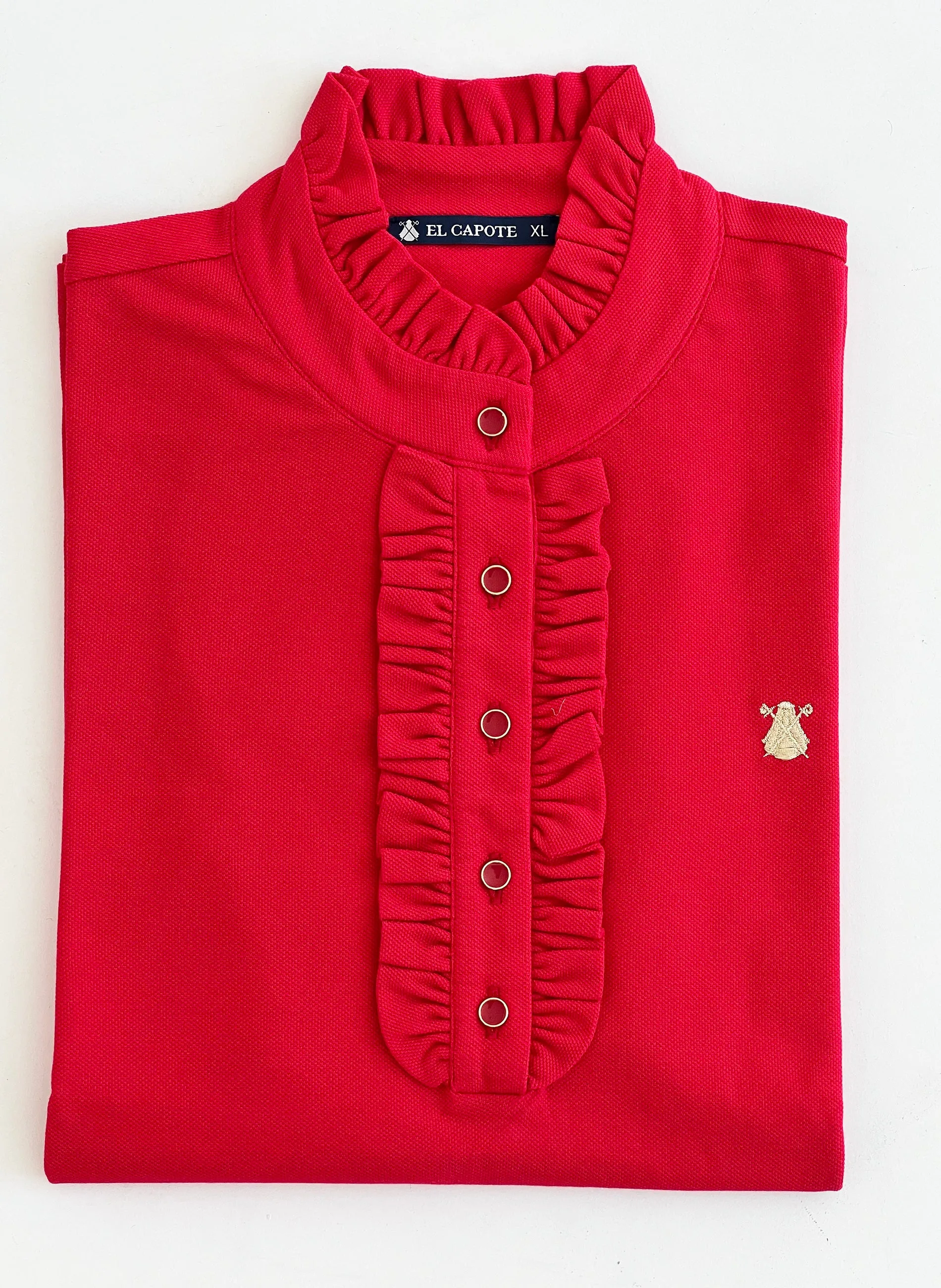 Polo Rojo Volantes Mujer