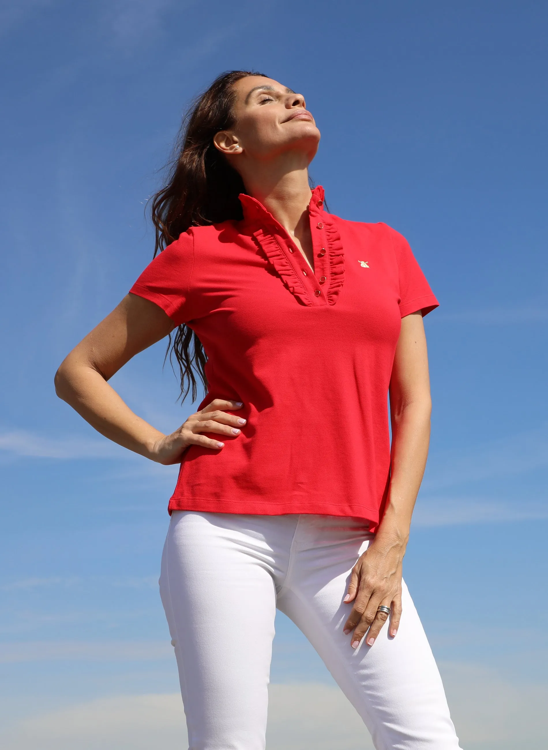 Polo Rojo Volantes Mujer