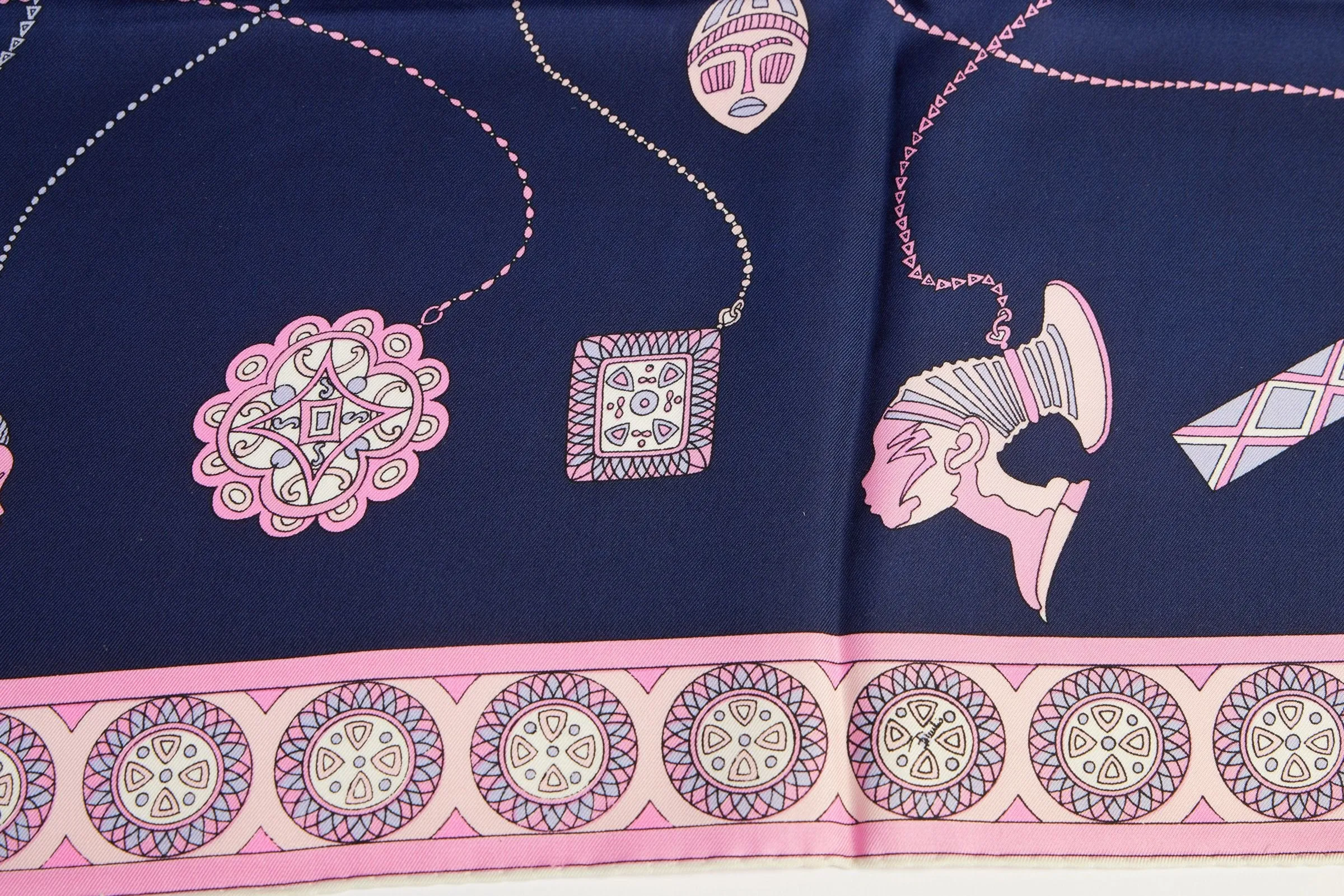 Pucci Navy & Pink Silk Scarf