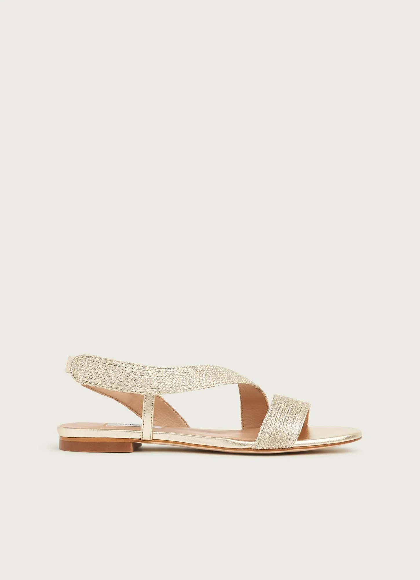 Rachel Gold Rope Flat Sandals, Gold