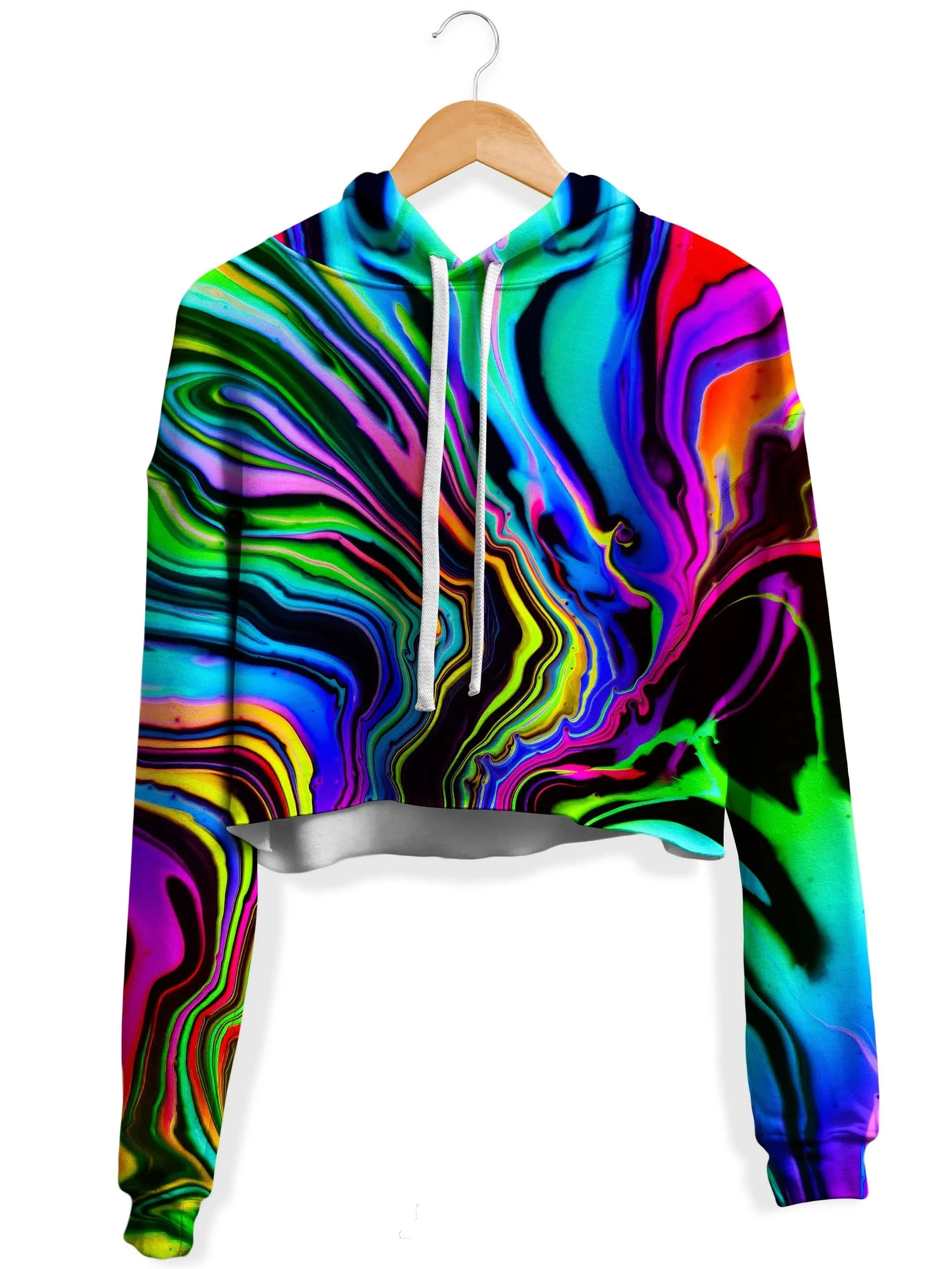 Rainbow Rift Fleece Crop Hoodie